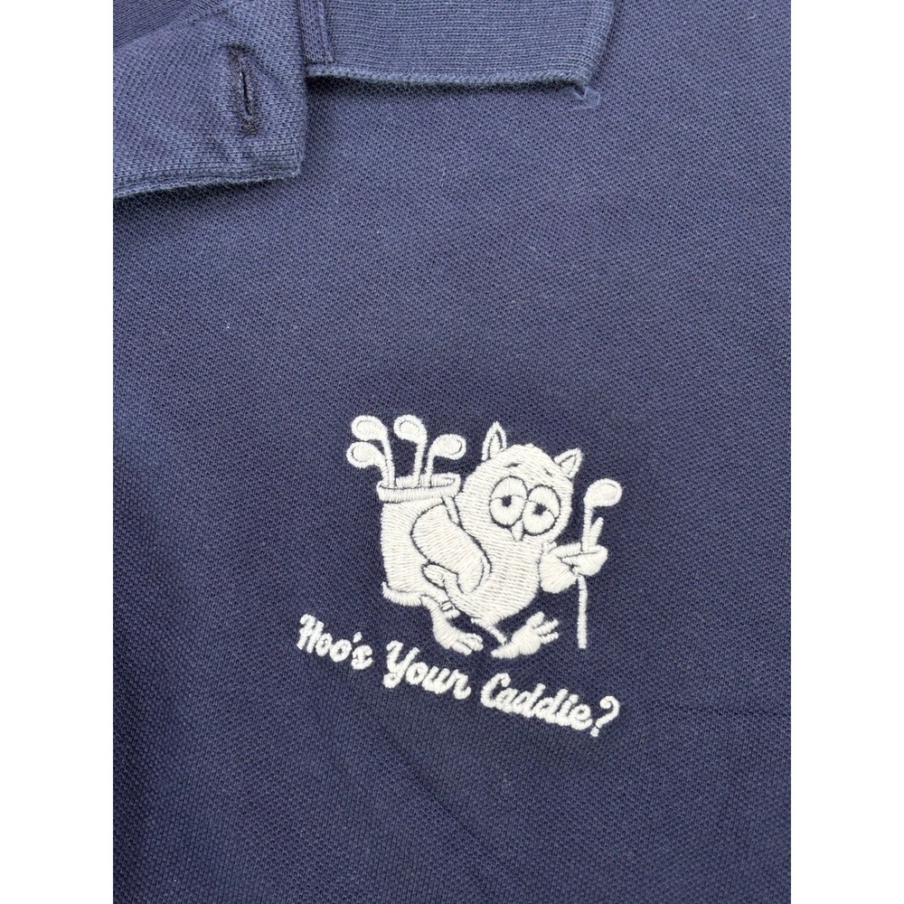Hollister‎ Funny Golf Polo Shirt Men's M Navy Embroidered Meme Preppy Golfcore